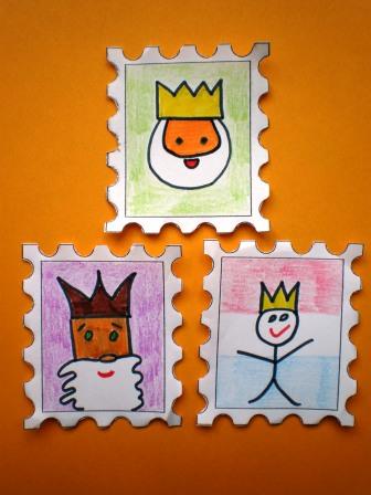 Postzegels koning knutselen
